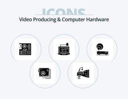 producción de video y diseño de iconos del paquete de iconos de glifos de hardware de computadora 5. hardware. acceso. hardware. madre. principal vector