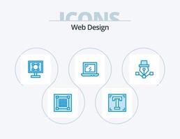diseño web paquete de iconos azules 5 diseño de iconos. ordenador portátil. web. programa. solicitud. diseño vector