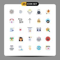 Mobile Interface Flat Color Set of 25 Pictograms of ball secure help safety lock Editable Vector Design Elements