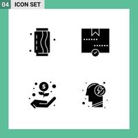 4 User Interface Solid Glyph Pack of modern Signs and Symbols of can parcel food delivered dollar Editable Vector Design Elements