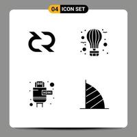 conjunto de 4 iconos de interfaz de usuario modernos símbolos signos para elementos de diseño de vector editables de extensión de globo de criptomoneda de viaje decretado