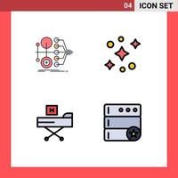 Group of 4 Modern Filledline Flat Colors Set for monetization disease transfer space form Editable Vector Design Elements