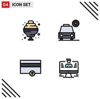 Set of 4 Modern UI Icons Symbols Signs for cocktail up car finance computer Editable Vector Design Elements