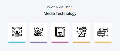 Media Technology Line 5 Icon Pack Including journalist. shape. entertainment. save. disk. Creative Icons Design vector