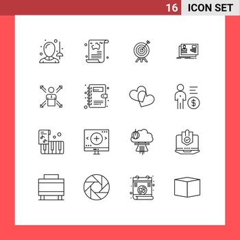 conjunto moderno de 16 esquemas y símbolos, como elementos de diseño de vectores editables de la placa de usuario de la guía de identidad de invitación