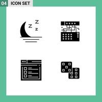 Universal Solid Glyph Signs Symbols of foggy internet night device web Editable Vector Design Elements