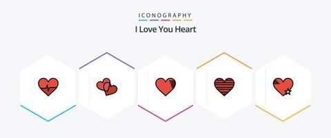 paquete de iconos de 25 líneas rellenadas de corazón que incluye . favorito. como. como. corazón vector