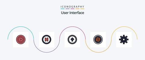 User Interface Line Filled Flat 5 Icon Pack Including gear. user. button. internet. globe vector