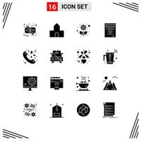 Pictogram Set of 16 Simple Solid Glyphs of love study christian building education gear Editable Vector Design Elements