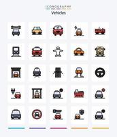 Creative Vehicles 25 Line FIlled icon pack  Such As railway. van. vehicle. vehicle. power vector