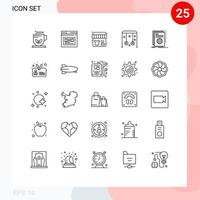 paquete de 25 líneas modernas, signos y símbolos para medios de impresión web, como elementos de diseño de vectores editables de la tienda de parques de diseño deportivo swing