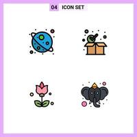 Stock Vector Icon Pack of 4 Line Signs and Symbols for space present checkmark box ganesha Editable Vector Design Elements