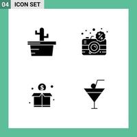 Solid Glyph Pack of Universal Symbols of cactus donation camera dslr money Editable Vector Design Elements