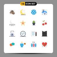 Modern Set of 16 Flat Colors and symbols such as moon internet earth c digital cloud Editable Pack of Creative Vector Design Elements