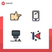 Modern Set of 4 Filledline Flat Colors and symbols such as like mechanic phone android arrows Editable Vector Design Elements