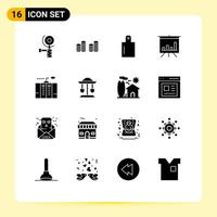 16 iconos creativos signos y símbolos modernos de generador de análisis de energía de pozo elementos de diseño vectorial editables de emergencia vector