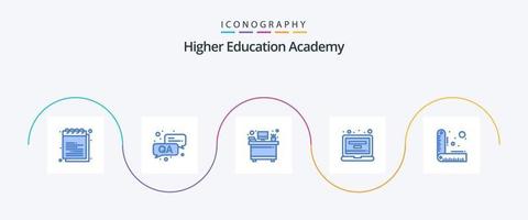 Academy Blue 5 Icon Pack Including ruler. design. desk. profile. gadget vector