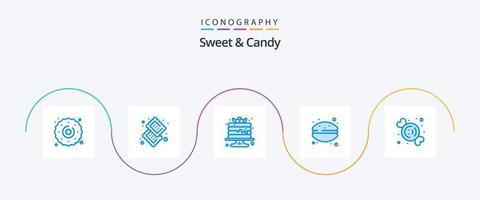 Sweet And Candy Blue 5 Icon Pack Including candy. french macaroon. sweet. dessert. sweets vector