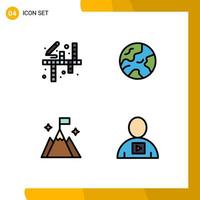 Modern Set of 4 Filledline Flat Colors and symbols such as activities user painting worldwide avatar Editable Vector Design Elements