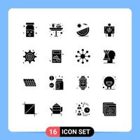 16 Universal Solid Glyphs Set for Web and Mobile Applications radiology patient lunch xray summer Editable Vector Design Elements