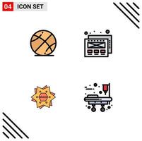 conjunto de pictogramas de 4 colores planos de línea rellena simple del logotipo de baloncesto educación estrella equipo médico elementos de diseño vectorial editables vector