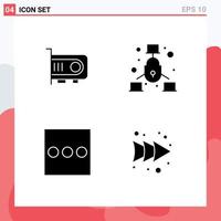 Universal Icon Symbols Group of 4 Modern Solid Glyphs of computer menu computer net forward Editable Vector Design Elements