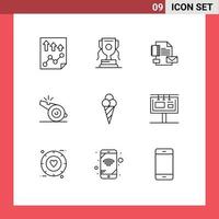 Universal Icon Symbols Group of 9 Modern Outlines of whistle referee game coach company Editable Vector Design Elements