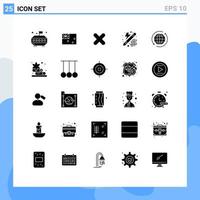 Set of 25 Modern UI Icons Symbols Signs for internet global cancel thinking design Editable Vector Design Elements