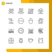 Set of 16 Modern UI Icons Symbols Signs for environment agriculture building data cloud Editable Vector Design Elements