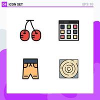 User Interface Pack of 4 Basic Filledline Flat Colors of cherry short communication user maze Editable Vector Design Elements