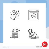 4 iconos creativos signos y símbolos modernos del día tierra san valentín error bloqueo elementos de diseño vectorial editables vector