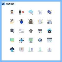 Mobile Interface Flat Color Set of 25 Pictograms of sale tag price tag search shopping bag Editable Vector Design Elements