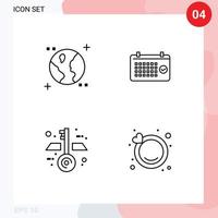 4 Thematic Vector Filledline Flat Colors and Editable Symbols of astronomy blueprint calendar year engagement Editable Vector Design Elements
