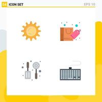 4 User Interface Flat Icon Pack of modern Signs and Symbols of sun palette bag sale keyboard Editable Vector Design Elements