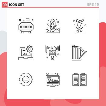 9 Thematic Vector Outlines and Editable Symbols of brush develop floral css code Editable Vector Design Elements