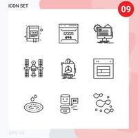 Pack of 9 creative Outlines of platform complex page update report Editable Vector Design Elements