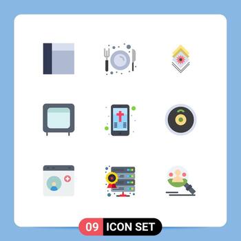 User Interface Pack of 9 Basic Flat Colors of celebration open setting money box Editable Vector Design Elements