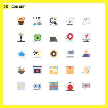 paquete de 25 signos y símbolos modernos de colores planos para medios de impresión web, como el programador de té caliente, estadísticas de búsqueda de bebidas, elementos de diseño vectorial editables vector