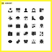 25 iconos creativos, signos y símbolos modernos de finanzas de películas, banca de energía, elementos de diseño de vectores editables por el usuario