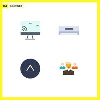 Modern Set of 4 Flat Icons Pictograph of screen circle wifi electric team Editable Vector Design Elements