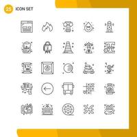 Set of 25 Modern UI Icons Symbols Signs for building water spark ho beverage Editable Vector Design Elements