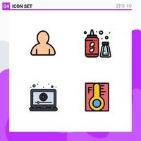 User Interface Pack of 4 Basic Filledline Flat Colors of account play bottle ads cloud Editable Vector Design Elements