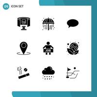 Modern Set of 9 Solid Glyphs Pictograph of man service chating help contact Editable Vector Design Elements