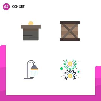 4 Universal Flat Icons Set for Web and Mobile Applications deposit bathroom money design service Editable Vector Design Elements