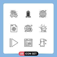 Modern Set of 9 Outlines Pictograph of day awareness globe design file Editable Vector Design Elements