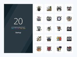 20 Startup line Filled icon for presentation vector