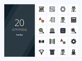 20 Tools line Filled icon for presentation vector