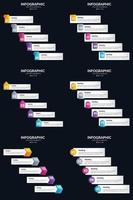 plantilla de diapositiva de presentación del paquete de infografías vectoriales 6 diagramas de ciclo de 5 pasos y líneas de tiempo vector