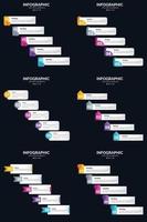 plantilla de diapositiva de presentación del paquete de infografías vectoriales 6 diagramas de ciclo de 5 pasos y líneas de tiempo vector