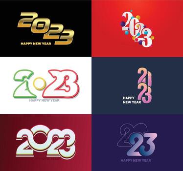 Big Set of 2023 Happy New Year logo text design 2023 number design template vector